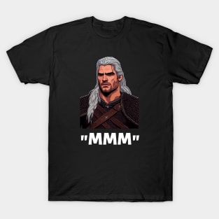 Monster Slayer - Mmm - Cartoon Portrait - Black - Fantasy Witcher T-Shirt